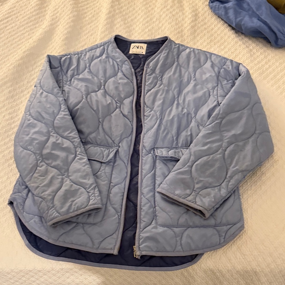 Zara Sky Blue Quilted Jacket